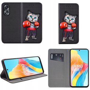Etui do Oppo A58 4G MAGNET WZORY CASE PORTFEL + SZKŁO 9H 2