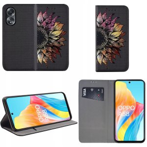 Etui do Oppo A58 4G MAGNET WZORY CASE PORTFEL + SZKŁO 9H 2