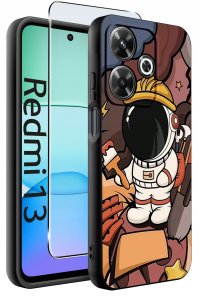 krainaGSM Etui do Xiaomi Redmi 13 4G WZORY |SILIKONOWE MATT CASE + SZKŁO 9H 2