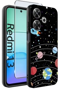 krainaGSM Etui do Xiaomi Redmi 13 4G WZORY |SILIKONOWE MATT CASE + SZKŁO 9H 2