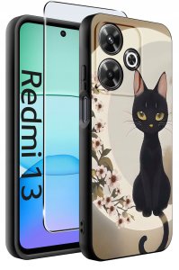 krainaGSM Etui do Xiaomi Redmi 13 4G wzory | SILIKONOWE MATT CASE + SZKŁO 9H 2