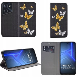 Etui do Tecno Pova 5 Pro MAGNET WZORY CASE PORTFEL + SZKŁO OCHRONNE 9H 3