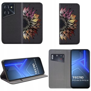 Etui do Tecno Pova 5 Pro MAGNET WZORY CASE PORTFEL + SZKŁO OCHRONNE 9H 3