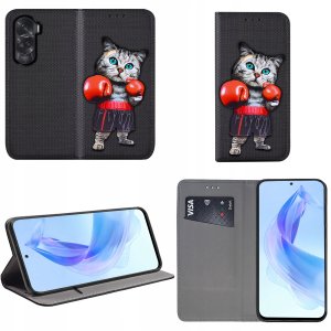 Etui Honor 90 Lite 5G MAGNET WZORY CASE PORTFEL + SZKŁO 9H 2