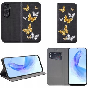 Etui Honor 90 Lite 5G MAGNET WZORY CASE PORTFEL + SZKŁO 9H 2