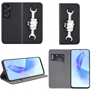 Etui Honor 90 Lite 5G MAGNET WZORY CASE PORTFEL + SZKŁO 9H 2