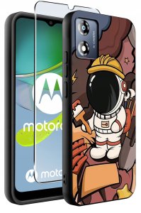 krainaGSM Etui do Motorola Moto E13 WZORY |SILIKONOWE MATT CASE + SZKŁO 9H 2