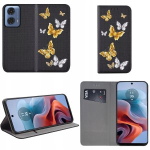 krainaGSM Etui do Motorola Moto G34 5G MAGNET WZORY CASE PORTFEL + SZKŁO 9H 2