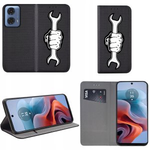 krainaGSM Etui do Motorola Moto G34 5G MAGNET WZORY CASE PORTFEL + SZKŁO 9H 2