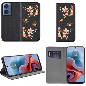krainaGSM Etui do Motorola Moto G34 5G MAGNET WZORY CASE PORTFEL + SZKŁO 9H 2