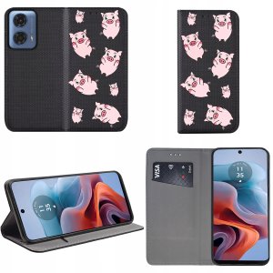krainaGSM Etui do Motorola Moto G34 5G MAGNET WZORY CASE PORTFEL + SZKŁO 9H 2