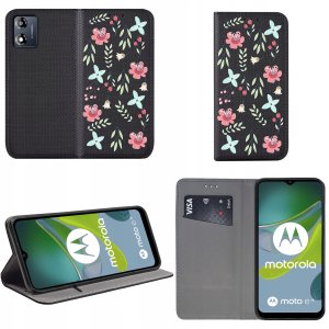 Etui do Motorola Moto E13 MAGNET WZORY CASE PORTFEL + SZKŁO OCHRONNE 9H 2