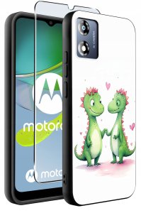 krainaGSM Etui do Motorola Moto E13 WZORY |SILIKONOWE MATT CASE + SZKŁO 9H 2
