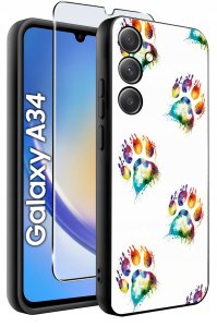 krainaGSM ETUI do Samsung A34 5G WZORY | SILIKONOWE MATT CASE + SZKŁO 9H 6