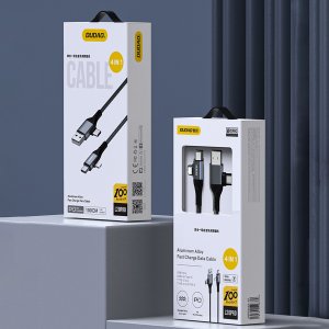 Kabel USB Dudao USB-A + USB-C - USB-C + Lightning 1 m Czarny (6976625334797) 2