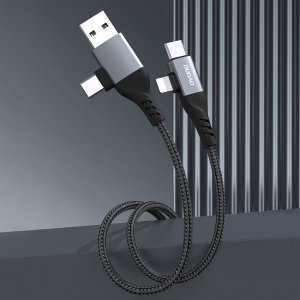Kabel USB Dudao USB-A + USB-C - USB-C + Lightning 1 m Czarny (6976625334797) 3