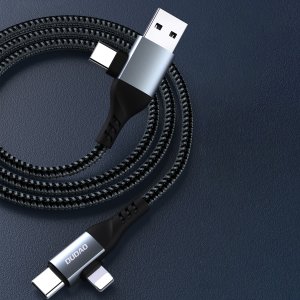 Kabel USB Dudao USB-A + USB-C - USB-C + Lightning 1 m Czarny (6976625334797) 8