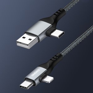 Kabel USB Dudao USB-A + USB-C - USB-C + Lightning 1 m Czarny (6976625334797) 9