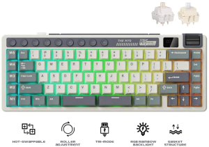 ROYAL KLUDGE RK M70 Cyan Purple Gaming Keyboard Cream switch 2