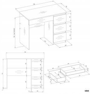 Biurko Białe 98 cm x 51 cm 6