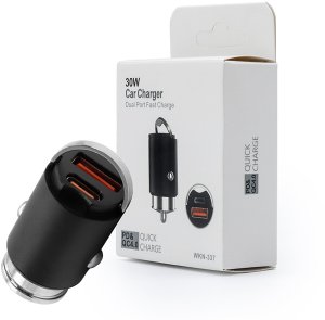Ładowarka samochodowa 30W CZARNA PD3.0+QC4.0 2