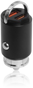 Ładowarka samochodowa 30W CZARNA PD3.0+QC4.0 3