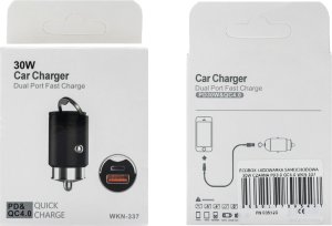 Ładowarka samochodowa 30W CZARNA PD3.0+QC4.0 4
