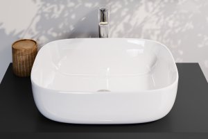 Zestaw meblowy 120cm z blatem, umywalką nablatową Smile, szafką wysoką i lustrem LED 5