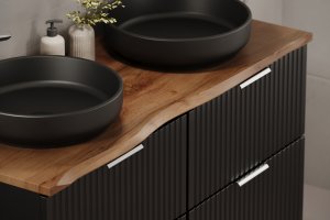 Zestaw meblowy 120cm z blatem, umywalką nablatową Smile, szafką wysoką i lustrem LED 10