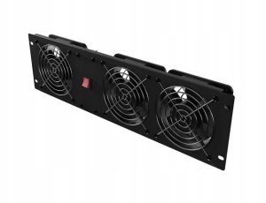 PANEL WENTYLACYJNY PIONOWY 19" 3U DO SZAF RACK TRZY WENTYLATORY 230V CZARNY LANBERG 2