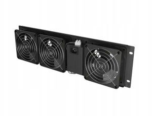 PANEL WENTYLACYJNY PIONOWY 19" 3U DO SZAF RACK TRZY WENTYLATORY 230V CZARNY LANBERG 5