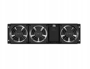 PANEL WENTYLACYJNY PIONOWY 19" 3U DO SZAF RACK TRZY WENTYLATORY 230V CZARNY LANBERG 7