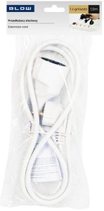 Blow 98-791# Przedłużacz sieciowy pr-160 1-gniazdo z uziemieniem 1,5m biały (3x1,5mm) 5