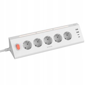 Listwa zasilająca PROOVE Listwa Przeciwprzepięciowa Zasilająca Przedłużacz 5xac 2x Usb 2x Usb-c 1,6m / Psps25002202 / Prism Socket Power Strip 4