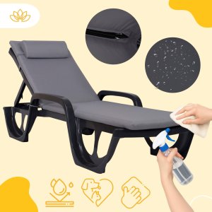 Zestaw 2 leżaków ogrodowych Keter FLORIDA antracyt z poduszkami Bazkar MADERA S-23 8