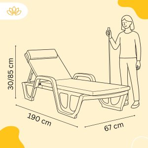 2 Leżaki Ogrodowe Keter FLORIDA białe z Poduszkami Bazkar MADERA S-19 Regulowane 4 Pozycje Sztaplowane 2