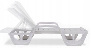 2 Leżaki Ogrodowe Keter FLORIDA białe z Poduszkami Bazkar MADERA S-19 Regulowane 4 Pozycje Sztaplowane 5