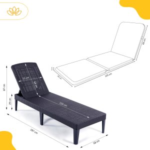 Leżak ogrodowy Keter Jaipur grafit z poduszką Bazkar Premium S49 2