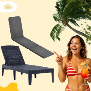 Leżak ogrodowy Keter Jaipur grafit z poduszką Bazkar Premium S49 3