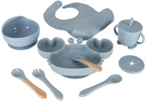 Naczynia silikonowe dla dzieci niemowląt krab zestaw 9 elementów niebieskie Kik Sp. z o. o. Sp. k. 8
