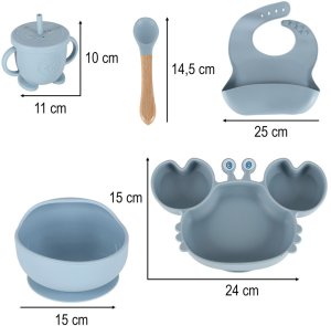Naczynia silikonowe dla dzieci niemowląt krab zestaw 9 elementów niebieskie Kik Sp. z o. o. Sp. k. 10