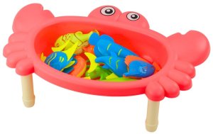 LeanToys Zestaw Do Łowienia Rybek Stolik Krab 10 Rybek Wędka Sitko Różowy LEAN Toys 2