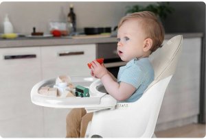 Krzesełko do karmienia ze stolikiem + śliniaczek Milo Ricokids szary 11