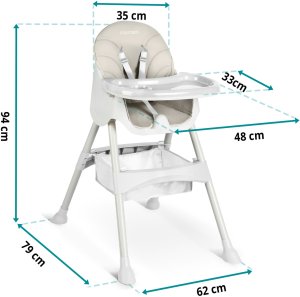 Krzesełko do karmienia ze stolikiem + śliniaczek Milo Ricokids szary 8