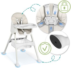 Krzesełko do karmienia ze stolikiem + śliniaczek Milo Ricokids szary 9