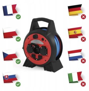 Emos Przedłużacz bębnowy mrozoodporny Emos P08520W 20m 4 gniazda 230V 13A 1,5mm2 silikon IP44 niebieski 5