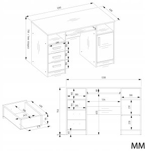 Biurko Delta Białe 120 cm x 60 cm 5