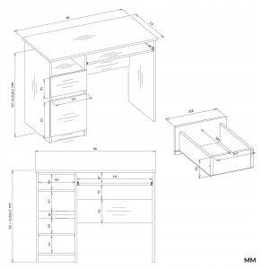 Biurko Porto Białe 98 cm x 51 cm 6
