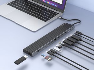 CONCEPTRONIC 14-1 Dock USB-C->2xHDMI/DP/2xUSB-C/+ 18cm sw 3