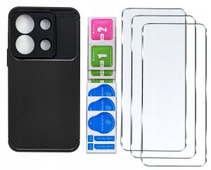 ZESTAW Etui do Xiaomi Redmi Note 13 5G Pancerne Carbon CASE +3 SZTUKI SZKŁO 8
